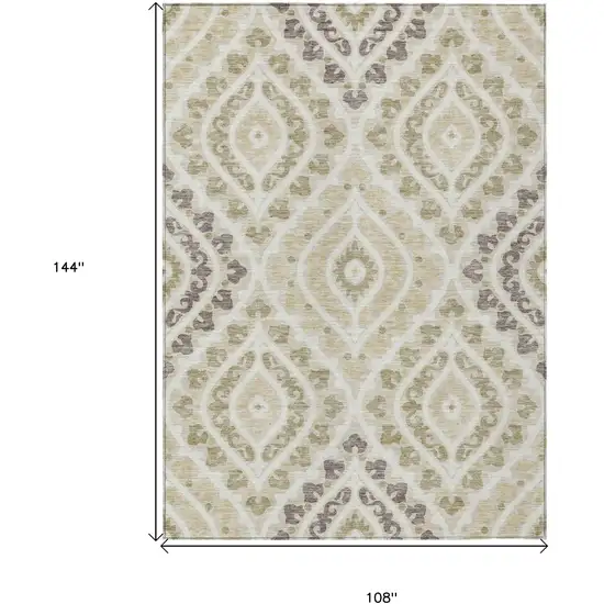 Beige Taupe And Ivory Floral Washable Indoor Outdoor Area Rug Photo 3