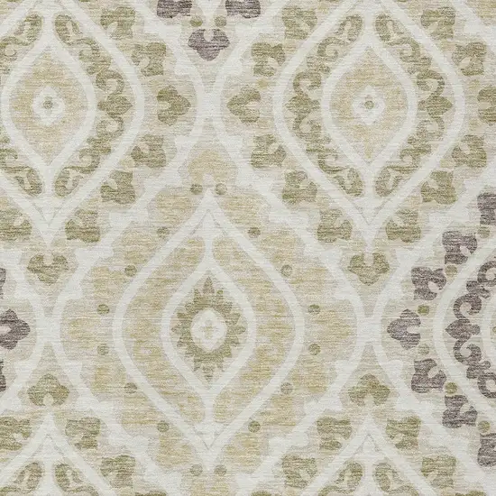 Beige Taupe And Ivory Floral Washable Indoor Outdoor Area Rug Photo 4
