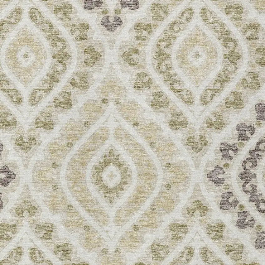 Beige Taupe And Ivory Floral Washable Indoor Outdoor Area Rug Photo 4