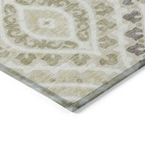 Beige Taupe And Ivory Floral Washable Indoor Outdoor Area Rug Photo 3