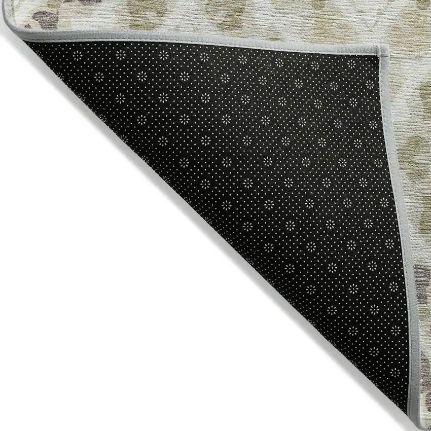 Beige Taupe And Ivory Floral Washable Indoor Outdoor Area Rug Photo 2