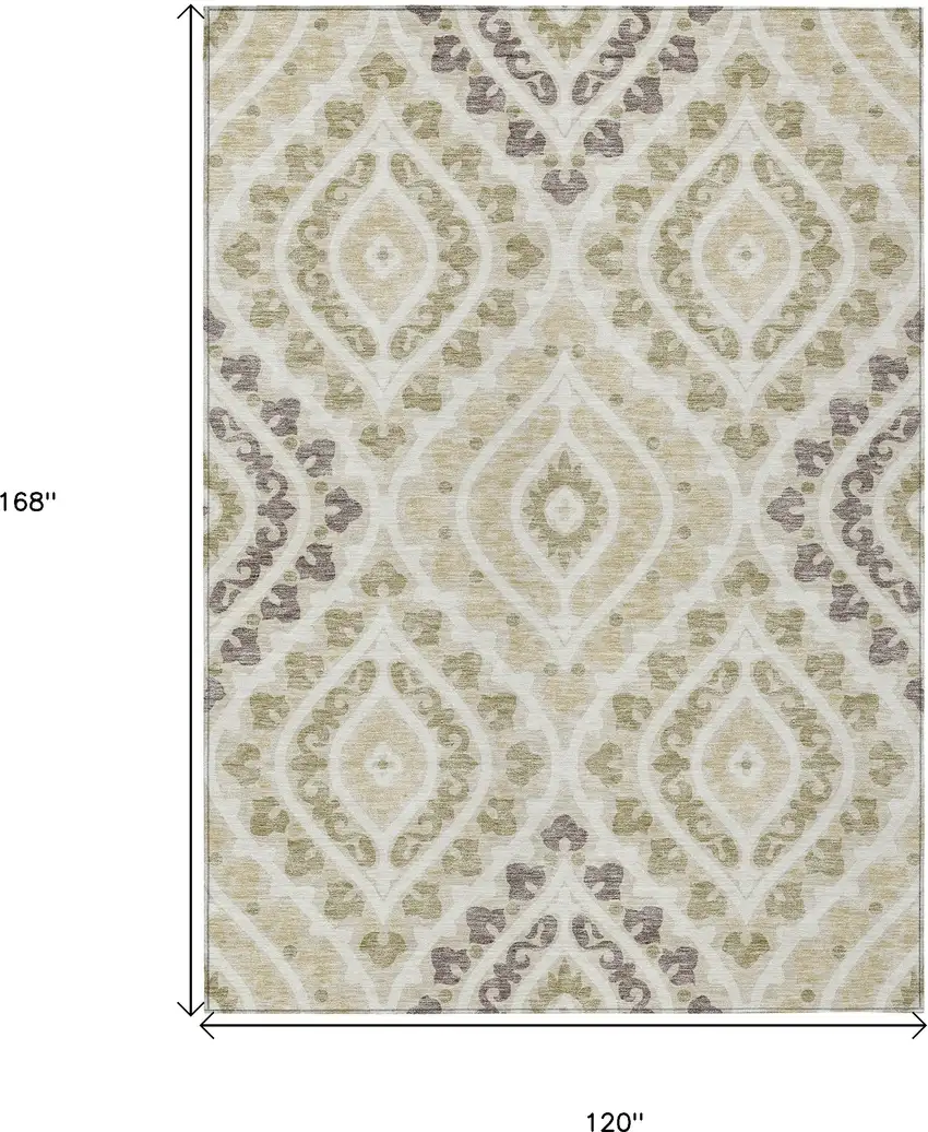 Beige Taupe And Ivory Floral Washable Indoor Outdoor Area Rug Photo 3