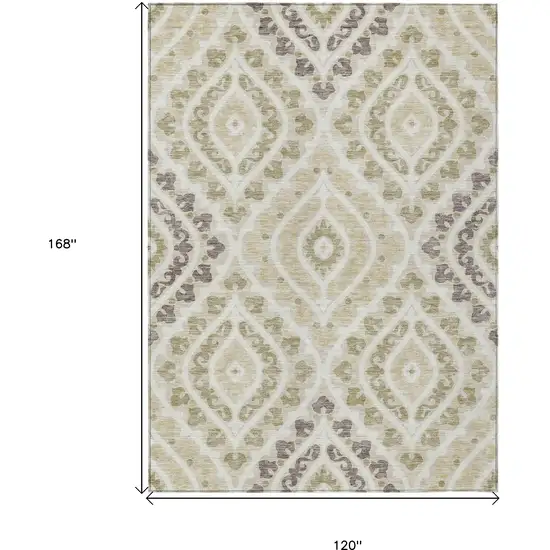 Beige Taupe And Ivory Floral Washable Indoor Outdoor Area Rug Photo 3