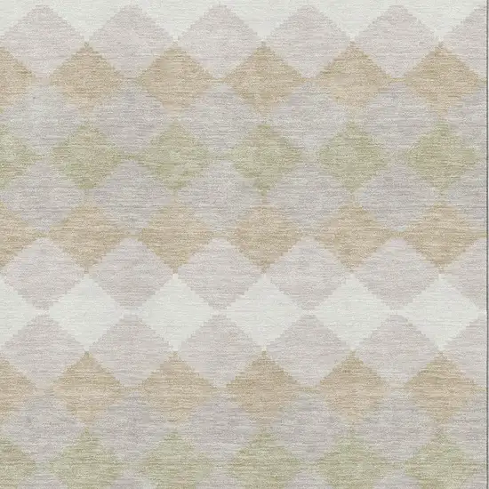 Beige Taupe And Ivory Geometric Washable Area Rug With UV Protection Photo 2