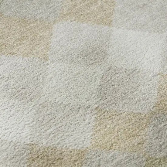 Beige Taupe And Ivory Geometric Washable Area Rug With UV Protection Photo 6