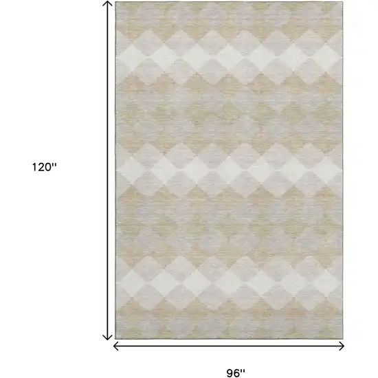 Beige Taupe And Ivory Geometric Washable Area Rug With UV Protection Photo 7