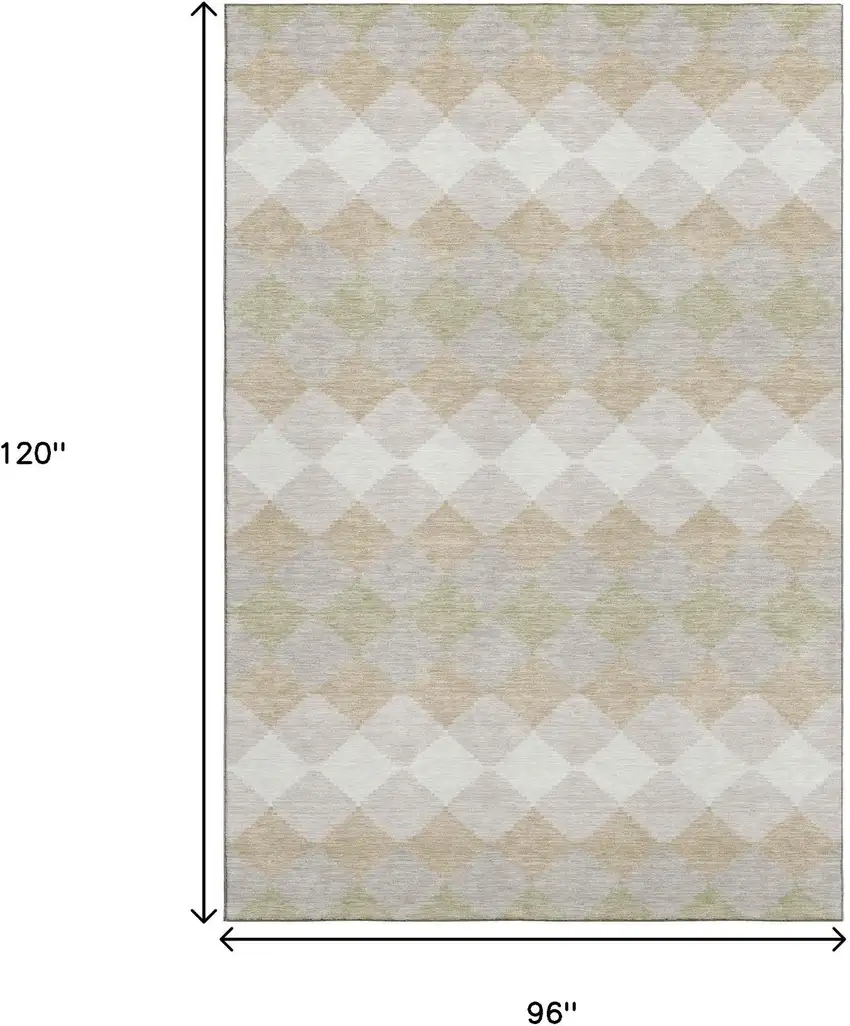Beige Taupe And Ivory Geometric Washable Area Rug With UV Protection Photo 7