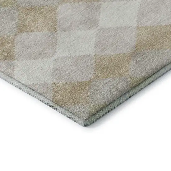 Beige Taupe And Ivory Geometric Washable Area Rug With UV Protection Photo 7