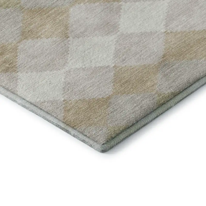 Beige Taupe And Ivory Geometric Washable Area Rug With UV Protection Photo 7