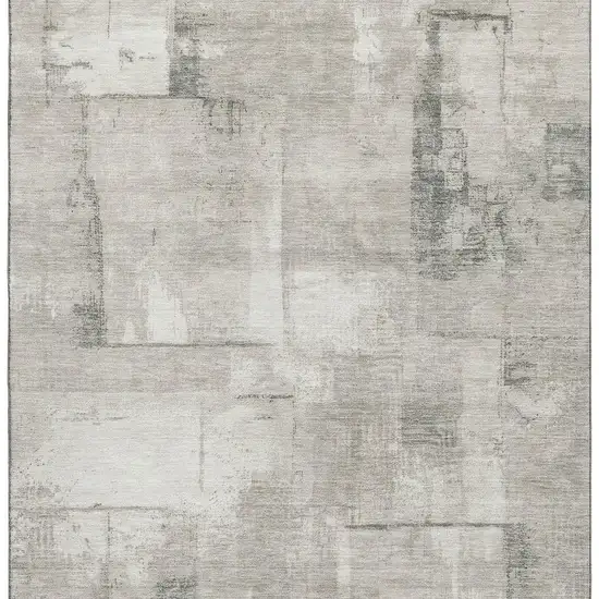 Beige Taupe And Ivory Geometric Washable Area Rug With UV Protection Photo 3