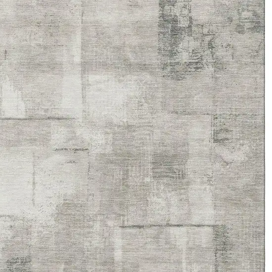 Beige Taupe And Ivory Geometric Washable Area Rug With UV Protection Photo 2