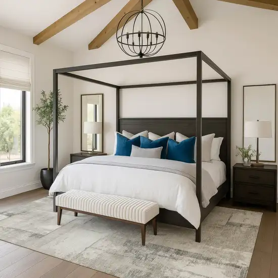 Beige Taupe And Ivory Geometric Washable Area Rug With UV Protection Photo 4