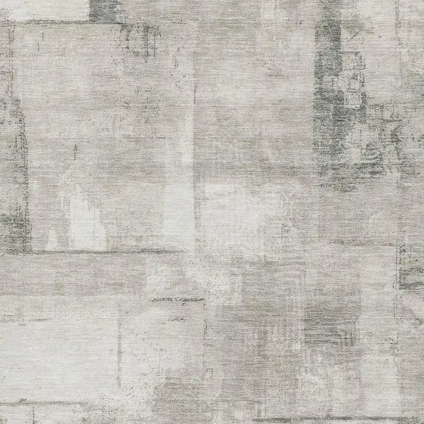 Beige Taupe And Ivory Geometric Washable Area Rug With UV Protection Photo 2