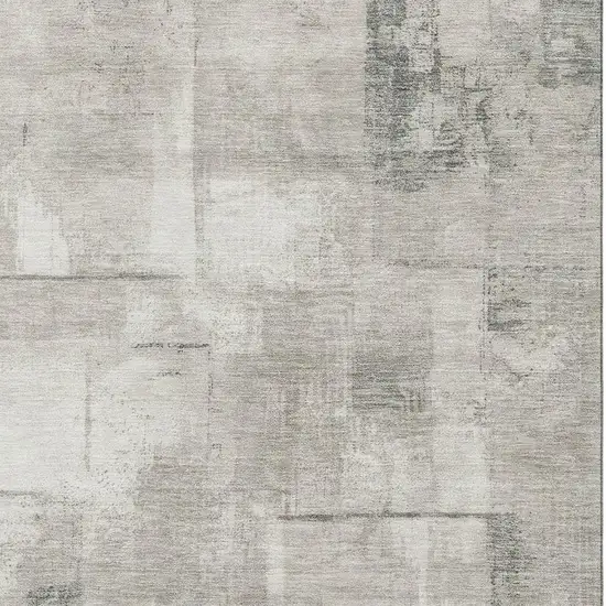 Beige Taupe And Ivory Geometric Washable Area Rug With UV Protection Photo 2