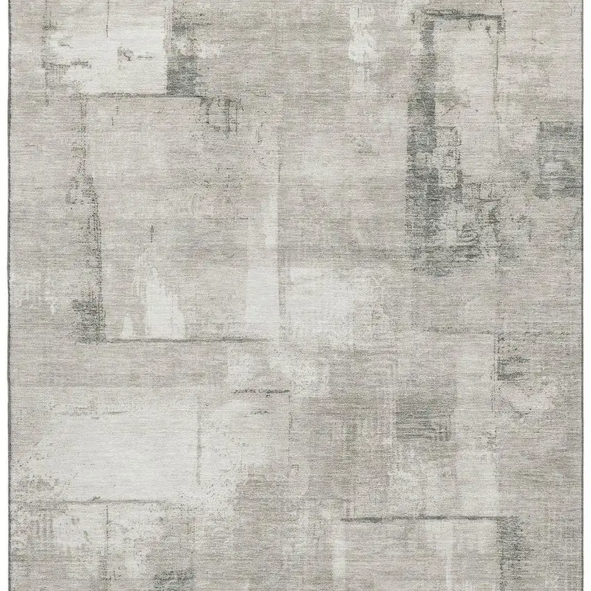 Beige Taupe And Ivory Geometric Washable Area Rug With UV Protection Photo 3