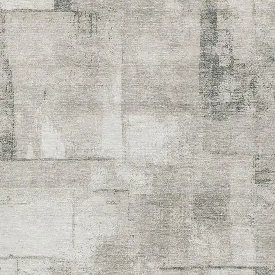 Beige Taupe And Ivory Geometric Washable Area Rug With UV Protection Photo 2