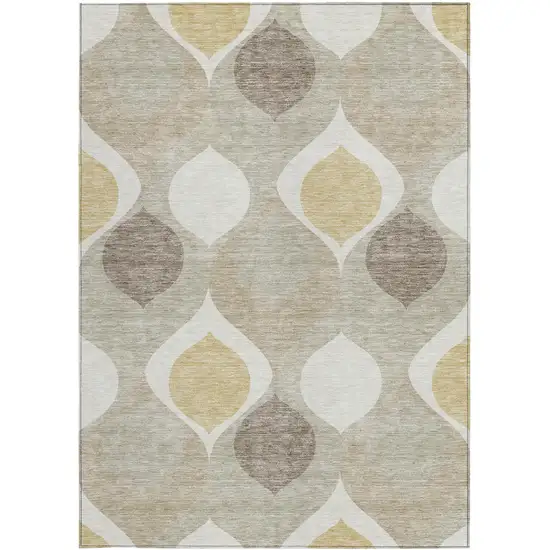 Beige Taupe And Ivory Ogee Washable Indoor Outdoor Area Rug Photo 5