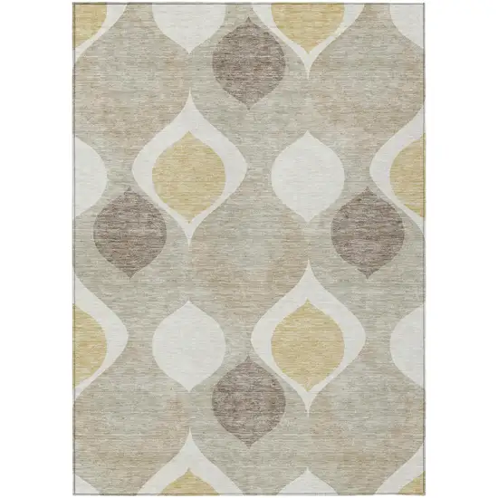 Beige Taupe And Ivory Ogee Washable Indoor Outdoor Area Rug Photo 1
