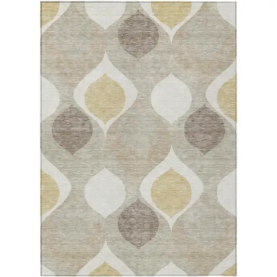 Beige Taupe And Ivory Ogee Washable Indoor Outdoor Area Rug Photo 1