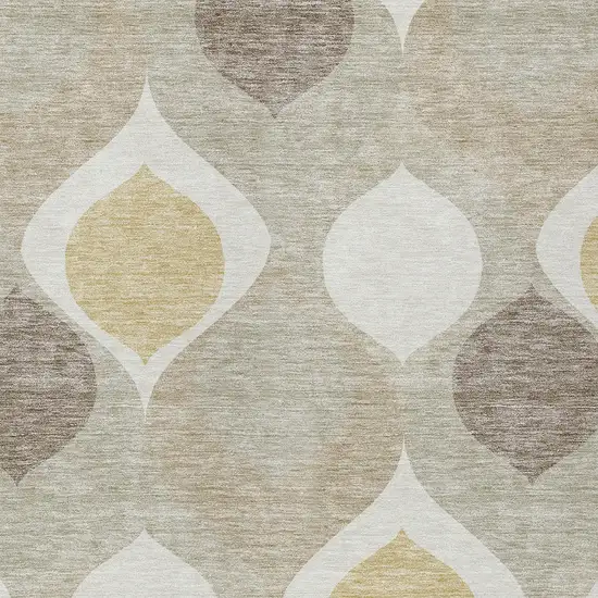 Beige Taupe And Ivory Ogee Washable Indoor Outdoor Area Rug Photo 4