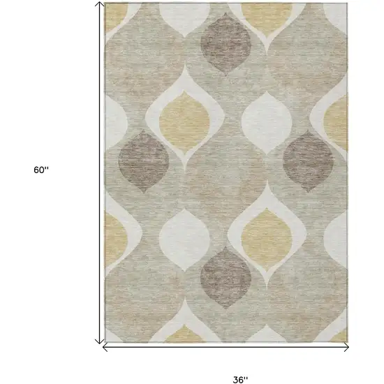 Beige Taupe And Ivory Ogee Washable Indoor Outdoor Area Rug Photo 7