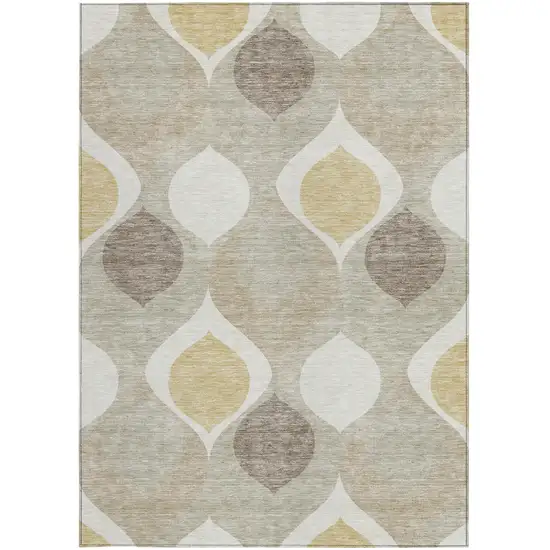 Beige Taupe And Ivory Ogee Washable Indoor Outdoor Area Rug Photo 5