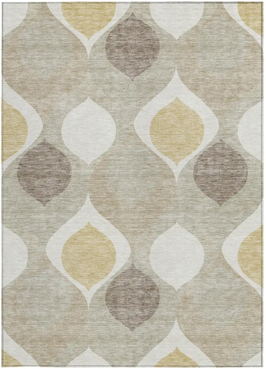 Beige Taupe And Ivory Ogee Washable Indoor Outdoor Area Rug Photo 5