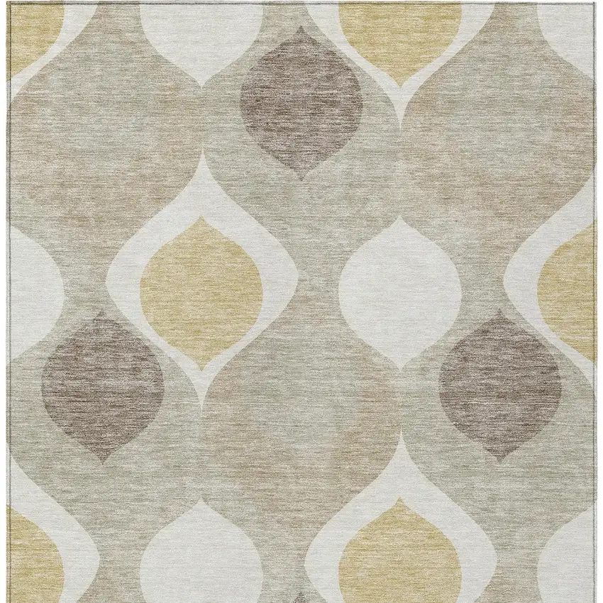 Beige Taupe And Ivory Ogee Washable Indoor Outdoor Area Rug Photo 6