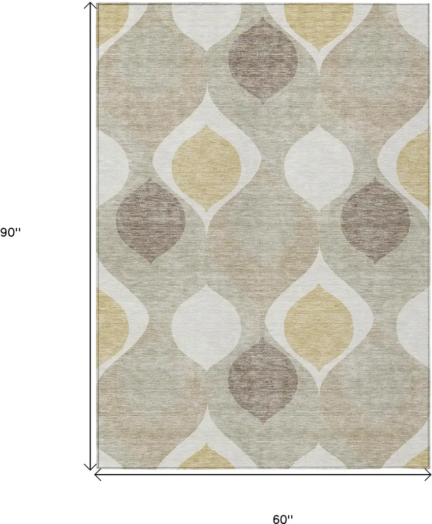 Beige Taupe And Ivory Ogee Washable Indoor Outdoor Area Rug Photo 3