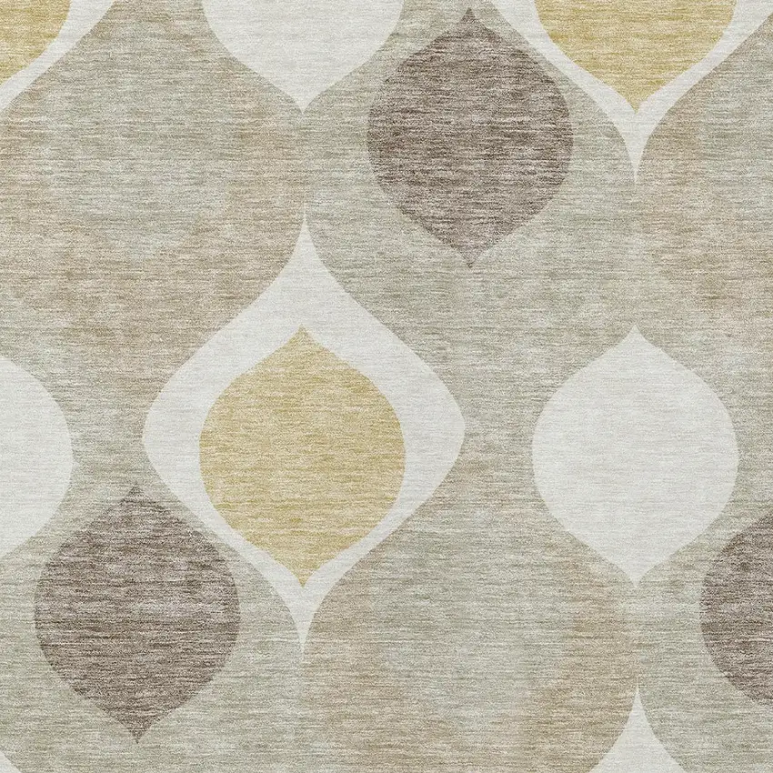 Beige Taupe And Ivory Ogee Washable Indoor Outdoor Area Rug Photo 4