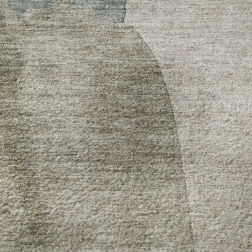 Beige Taupe And Lavender Abstract Washable Area Rug With UV Protection Photo 3