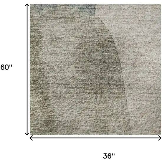Beige Taupe And Lavender Abstract Washable Area Rug With UV Protection Photo 9
