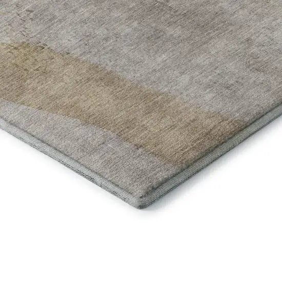 Beige Taupe And Lavender Abstract Washable Area Rug With UV Protection Photo 9