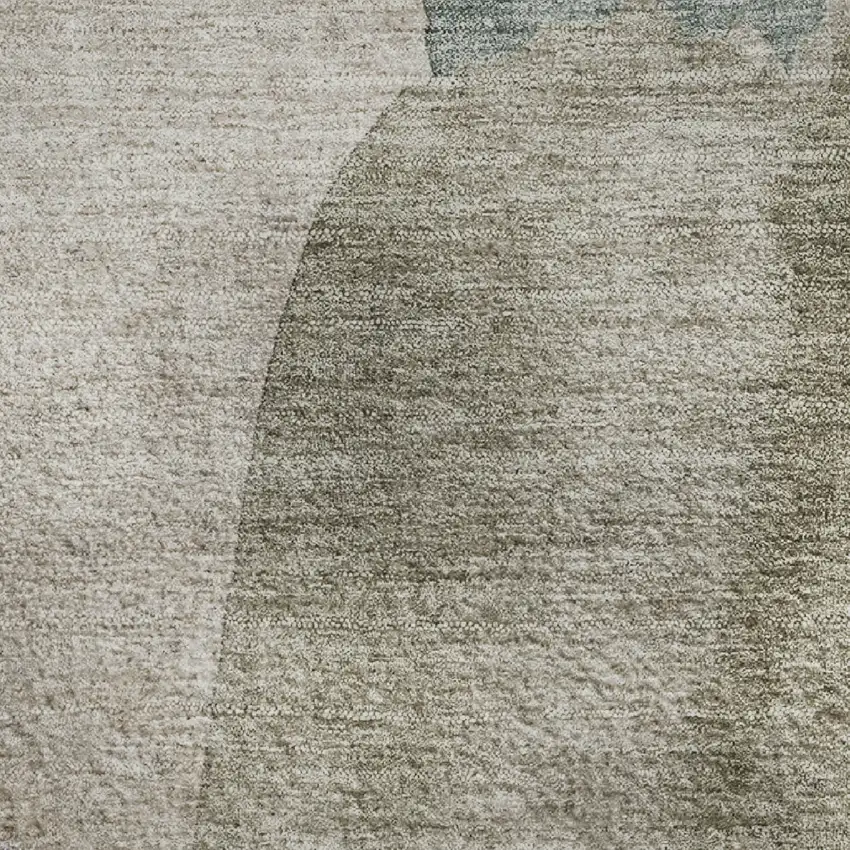 Beige Taupe And Lavender Abstract Washable Area Rug With UV Protection Photo 4