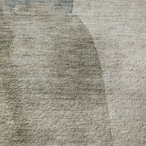 Photo of Beige Taupe And Lavender Abstract Washable Area Rug With UV Protection