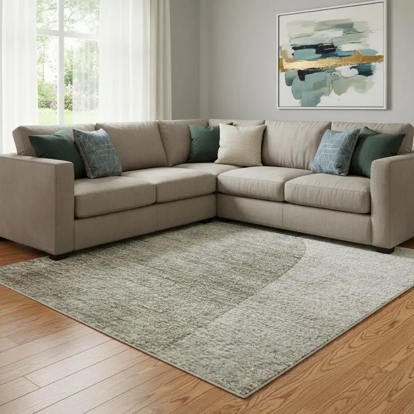 Beige Taupe And Lavender Abstract Washable Area Rug With UV Protection Photo 2