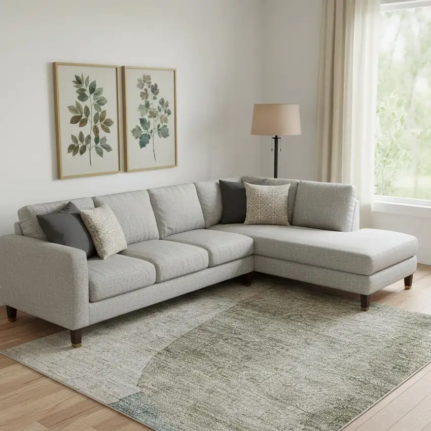 Beige Taupe And Lavender Abstract Washable Area Rug With UV Protection Photo 2