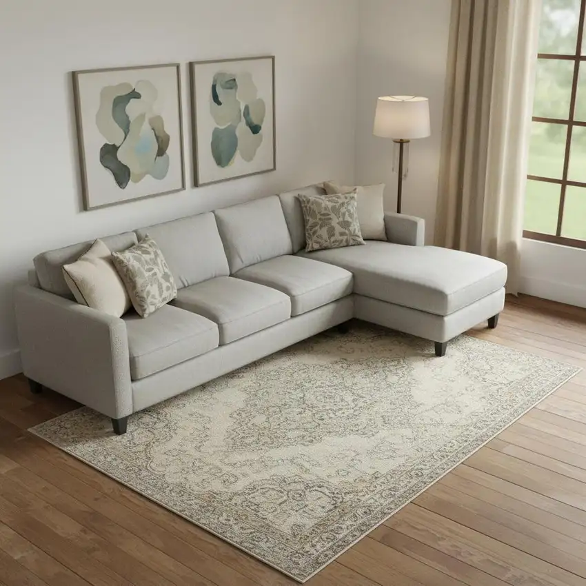 Beige Taupe And Lavender Abstract Washable Area Rug With UV Protection Photo 2