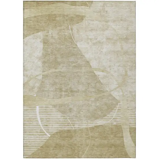 Beige Taupe And Tan Abstract Washable Indoor Outdoor Area Rug Photo 2