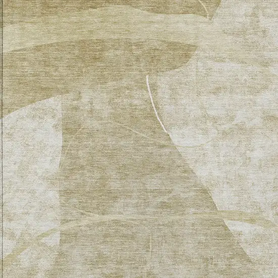 Beige Taupe And Tan Abstract Washable Indoor Outdoor Area Rug Photo 6