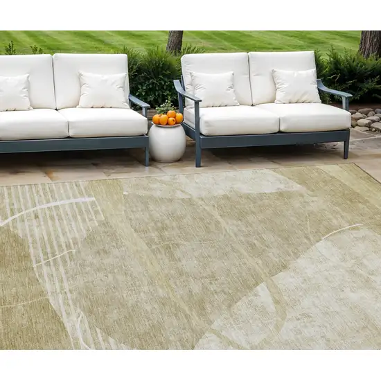 Beige Taupe And Tan Abstract Washable Indoor Outdoor Area Rug Photo 1