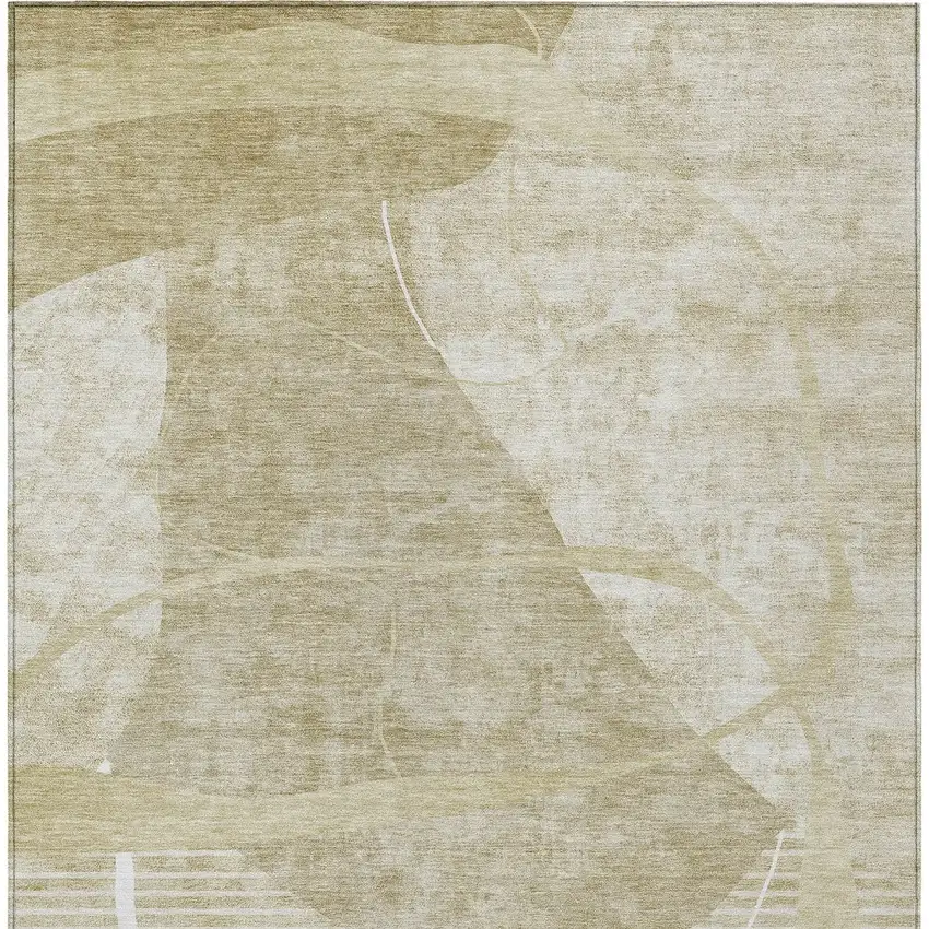 Beige Taupe And Tan Abstract Washable Indoor Outdoor Area Rug Photo 7
