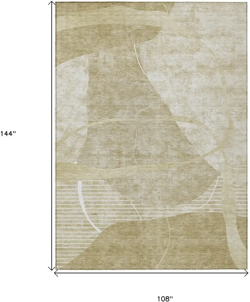 Beige Taupe And Tan Abstract Washable Indoor Outdoor Area Rug Photo 3