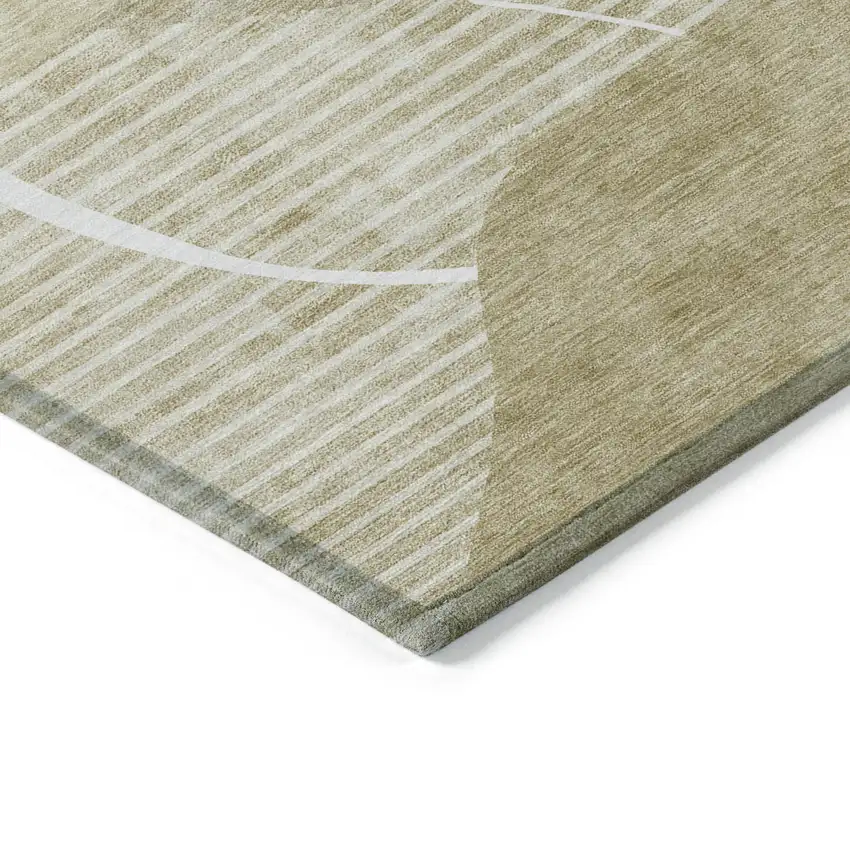 Beige Taupe And Tan Abstract Washable Indoor Outdoor Area Rug Photo 5