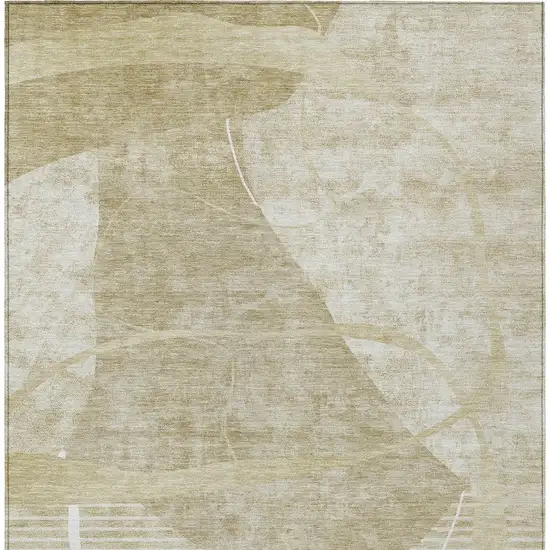 Beige Taupe And Tan Abstract Washable Indoor Outdoor Area Rug Photo 7