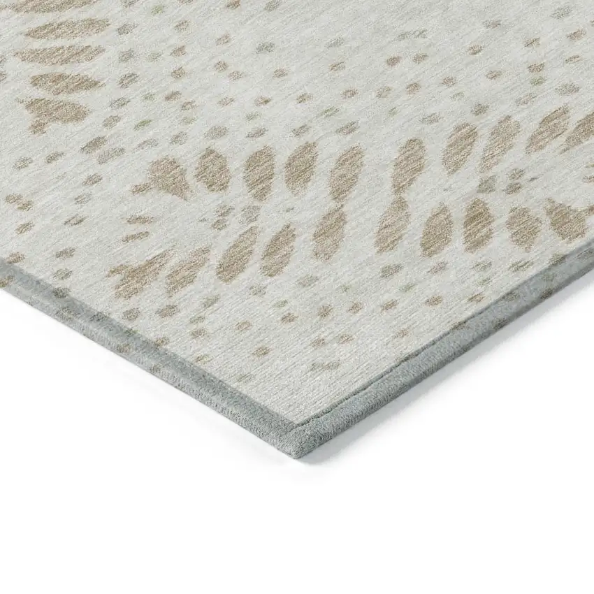 Beige Taupe And Tan Floral Washable Indoor Outdoor Area Rug Photo 4