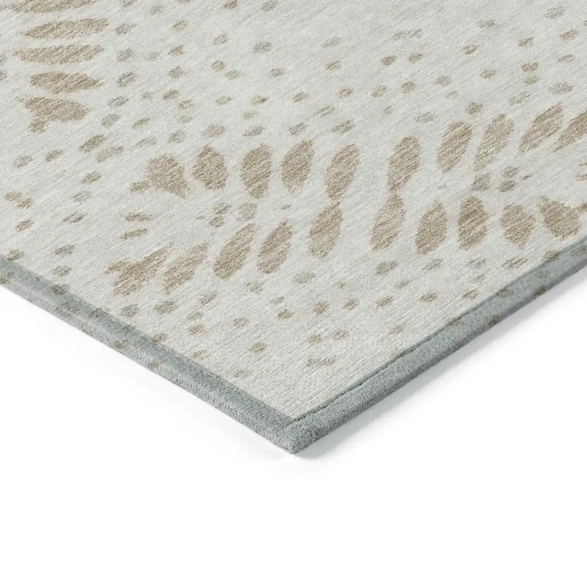 Beige Taupe And Tan Floral Washable Indoor Outdoor Area Rug Photo 4
