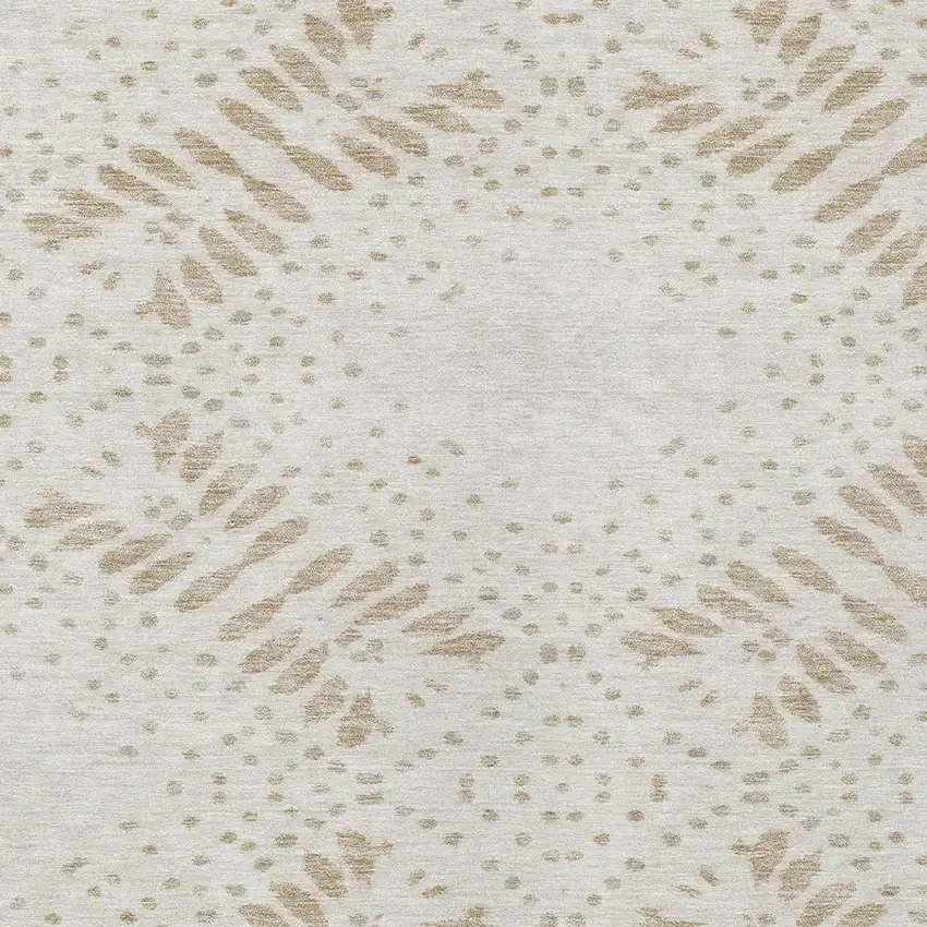 Beige Taupe And Tan Floral Washable Indoor Outdoor Area Rug Photo 5