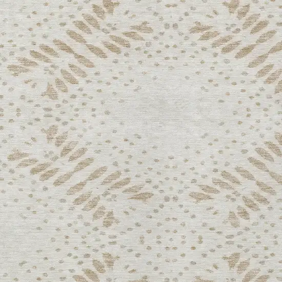 Beige Taupe And Tan Floral Washable Indoor Outdoor Area Rug Photo 5