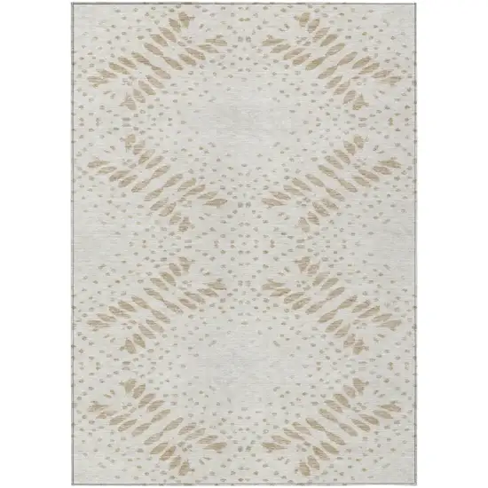 Beige Taupe And Tan Floral Washable Indoor Outdoor Area Rug Photo 2